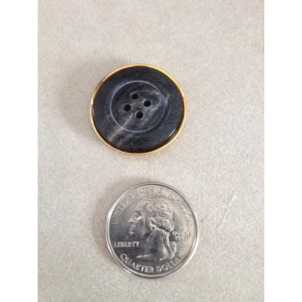Lot of 8 Vintage Marbled Dark Colored Plastic Brass Four Hole Buttons 2.75cm